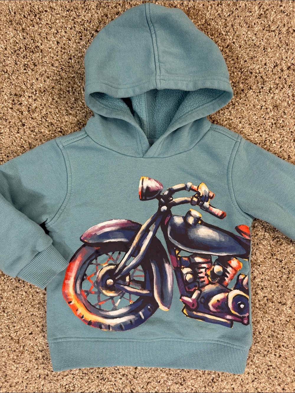 Kids Headquarters Teal Hoodie with Motorcycle Graphic 2T
